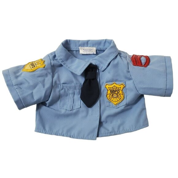 Build A Bear Police Officer Uniform Outfit Shirt Tie Pants Belt Hat Blue BBPD - Picture 3 of 10